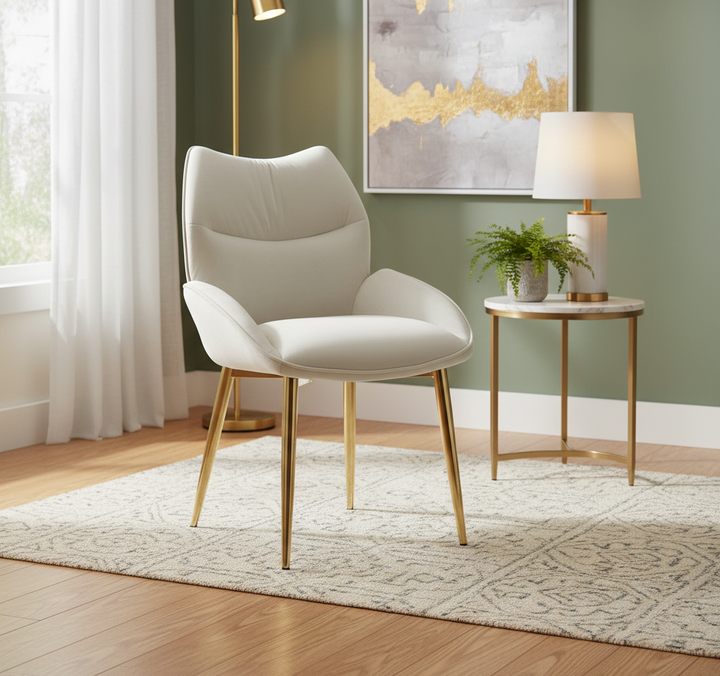 CHAISE ERM-LOHA PIED GOLD VELOURS BEIGE