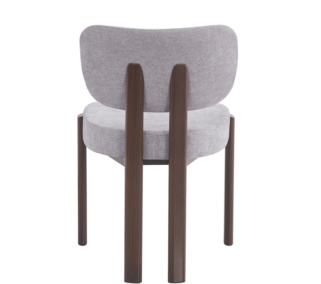 CHAISE ERM-BAGUETTE PIED EFFET NOYER TISSUS SERGE CHENILLE LIGHT GRIS