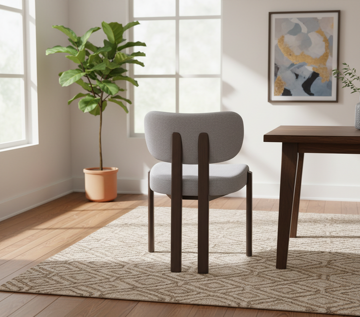 CHAISE ERM-BAGUETTE PIED EFFET NOYER TISSUS SERGE CHENILLE LIGHT GRIS