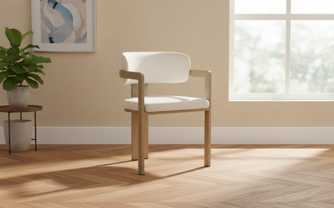 CHAISE ERM-MELLOW PIED METAL CHENE GRIFFEE ASSISE VELOURS BEIGE