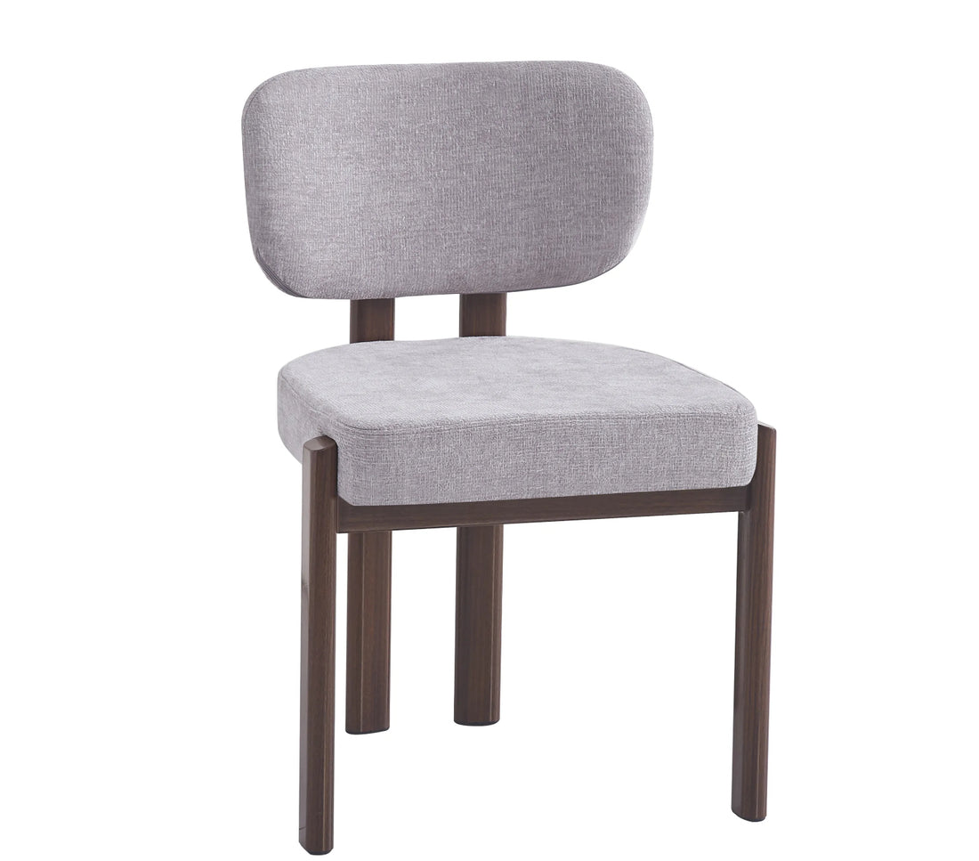 CHAISE ERM-BAGUETTE PIED EFFET NOYER TISSUS SERGE CHENILLE LIGHT GRIS