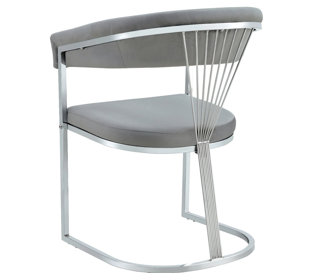 CHAISE ERM-AVEC ACCOUDOIR BRITTANY CHROME GRIS SILVER