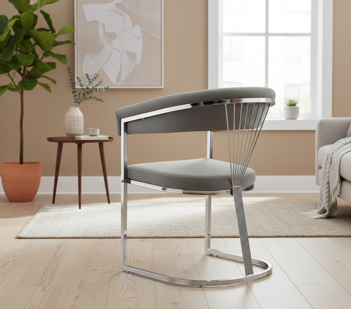 CHAISE ERM-AVEC ACCOUDOIR BRITTANY CHROME GRIS SILVER