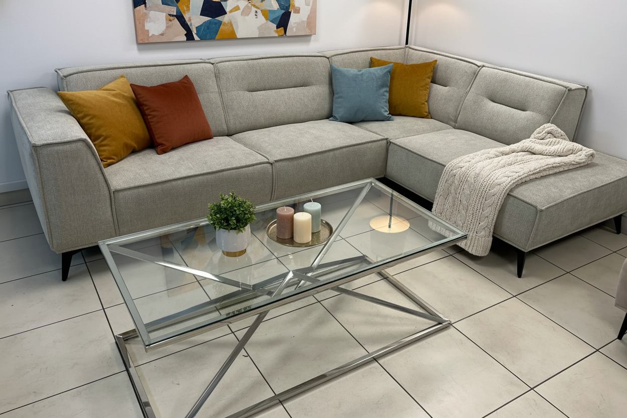 Canapé ERM-Sienna angle droit tissu beige