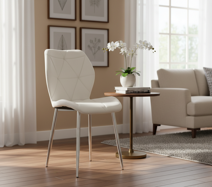 CHAISE ERM-COQUILLAGE PIED CHROME VELOURS BEIGE