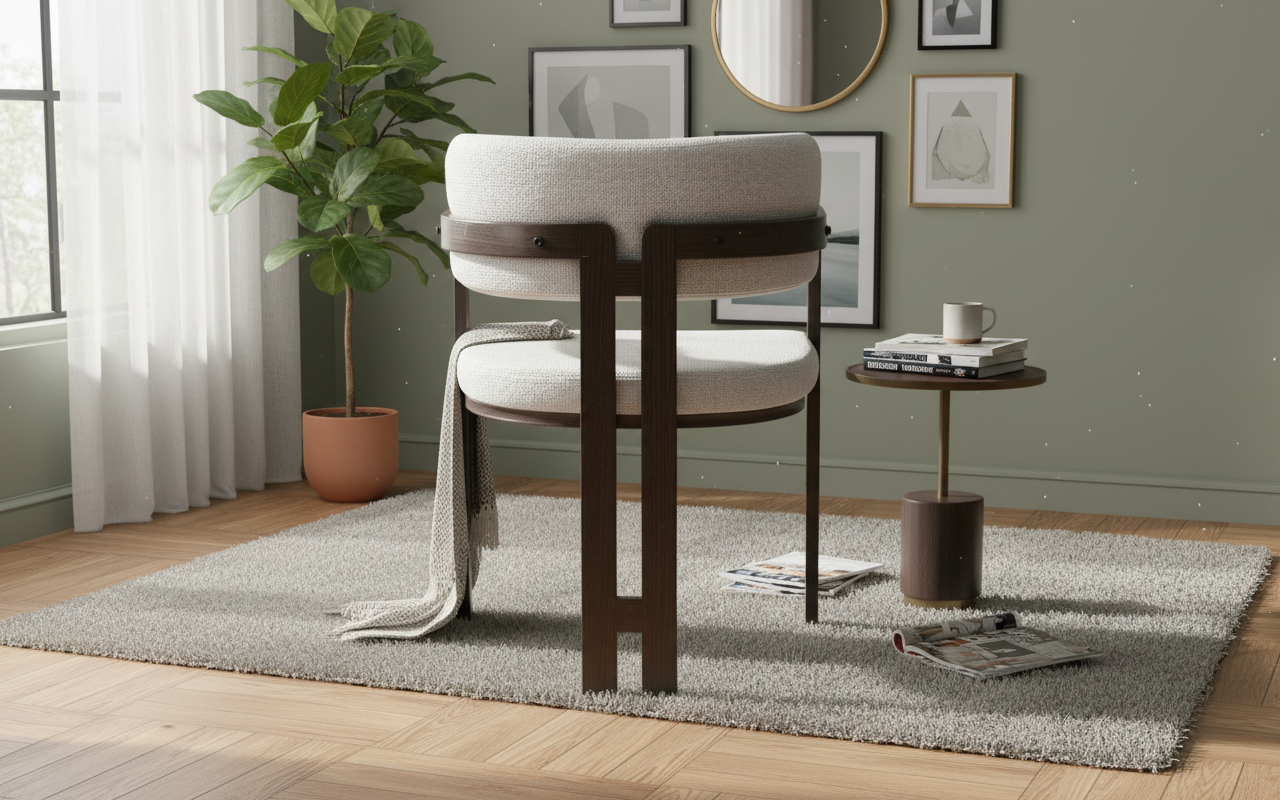 CHAISE ERM-MELLOW PIED EFFET NOYER ASSISE TWEED LATTE