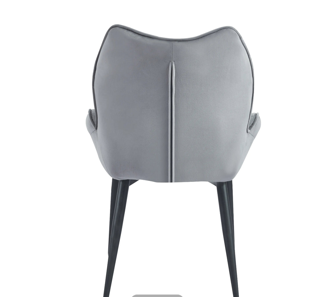 CHAISE ERM-LOHA PIED METAL NOIR VELOURS ANTHRACITE