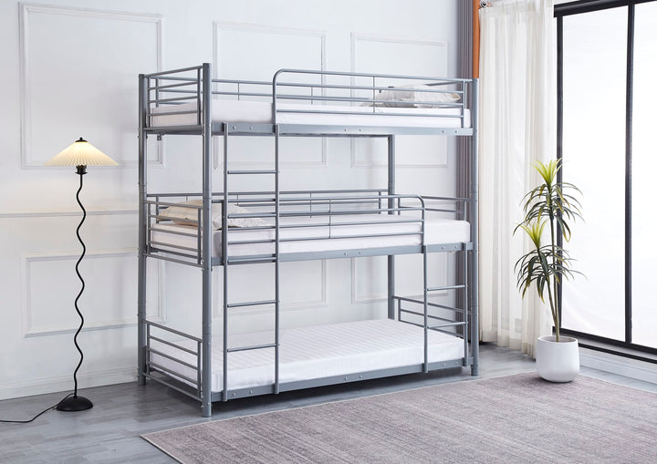 Pack: Lit superposé 3 étages + Matelas compris TRIPLE 3 couchages 90x190 cm