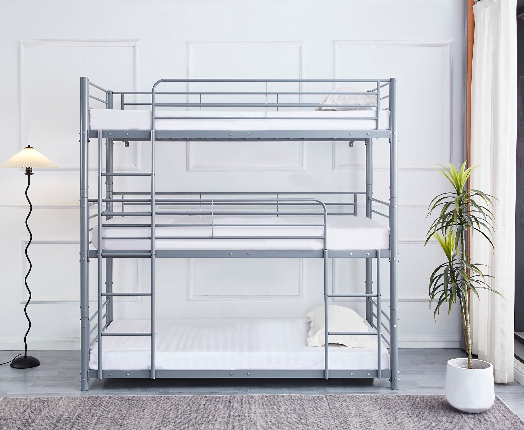 Pack: Lit superposé 3 étages + Matelas compris TRIPLE 3 couchages 90x190 cm