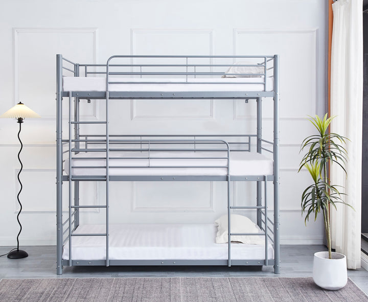 Pack: Lit superposé 3 étages + Matelas compris TRIPLE 3 couchages 90x190 cm