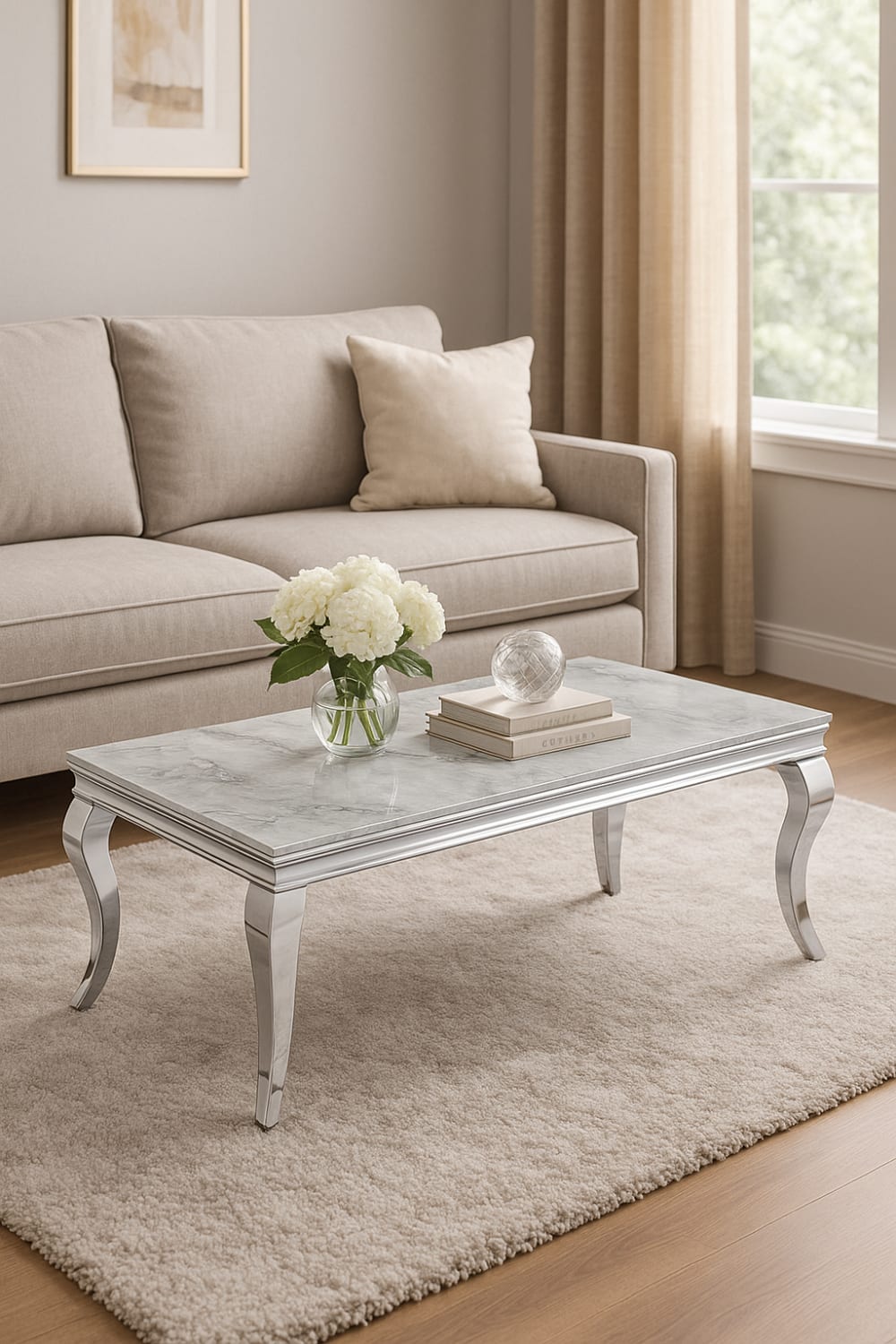 Table basse BAROQUE Chrome  120x60x45 cm