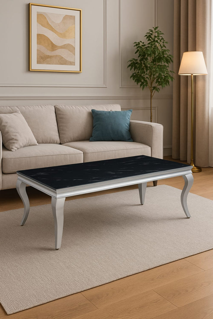 Table basse BAROQUE Chrome  120x60x45 cm