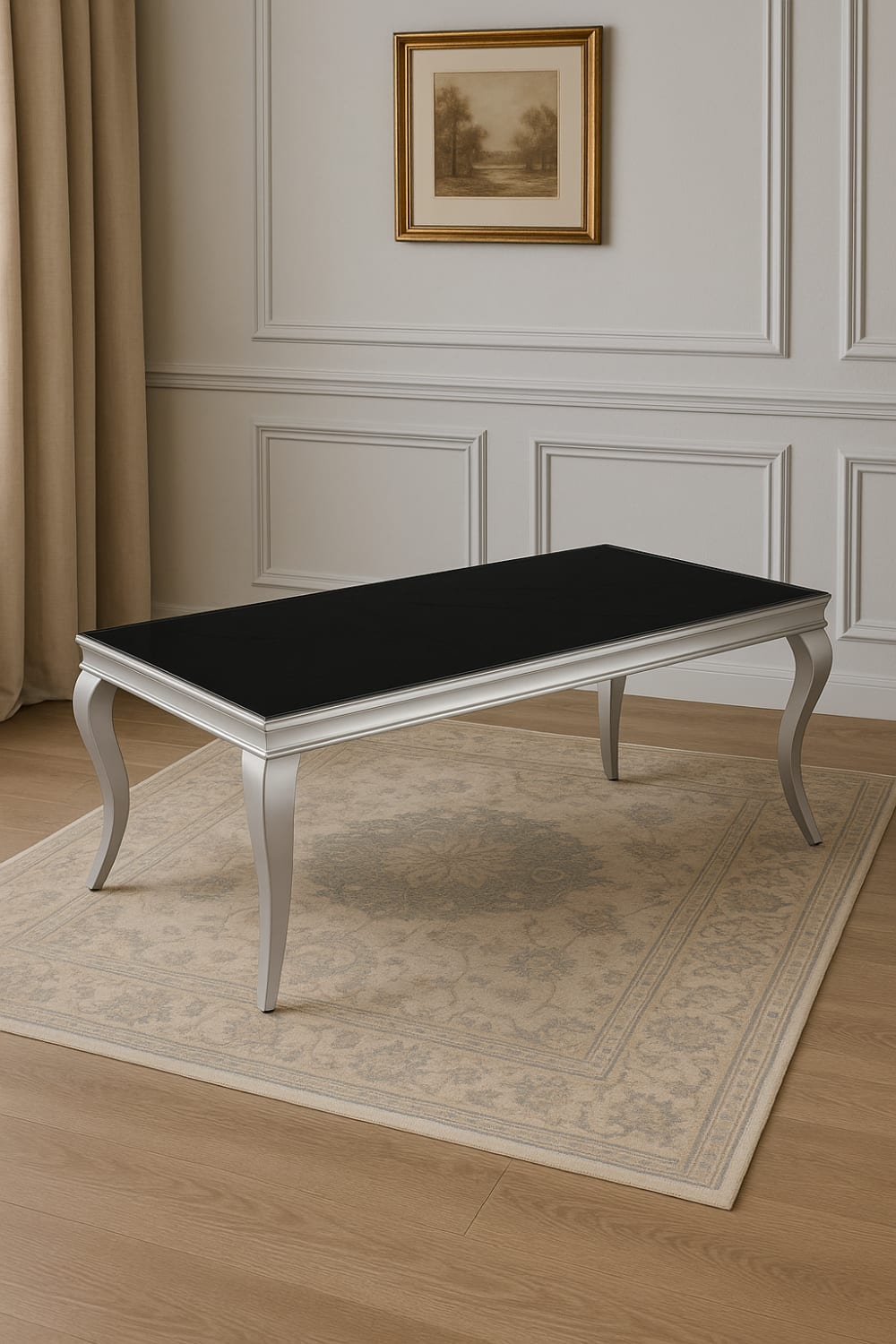 Table basse BAROQUE Chrome  120x60x45 cm