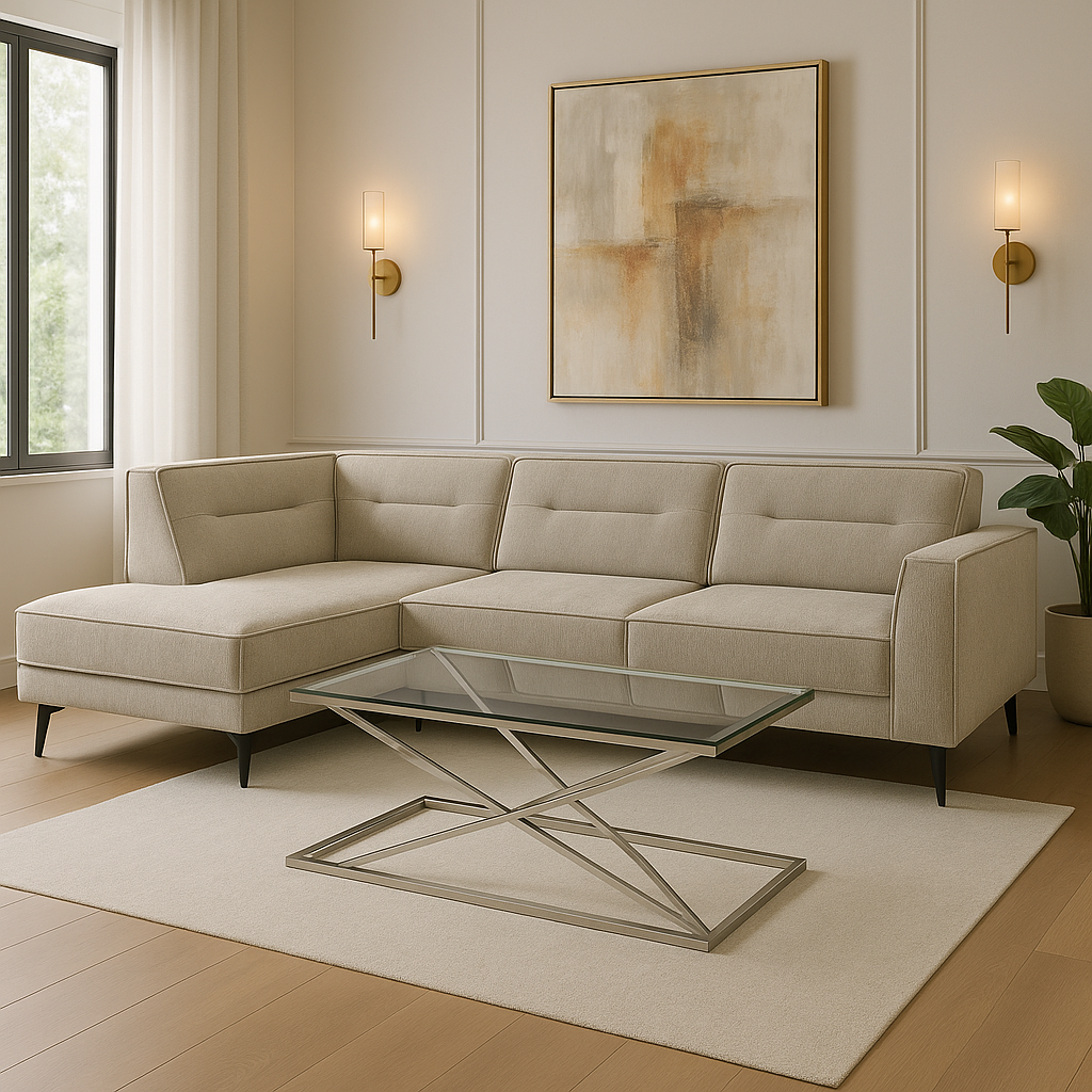 Canapé ERM-Sienna angle droit tissu beige