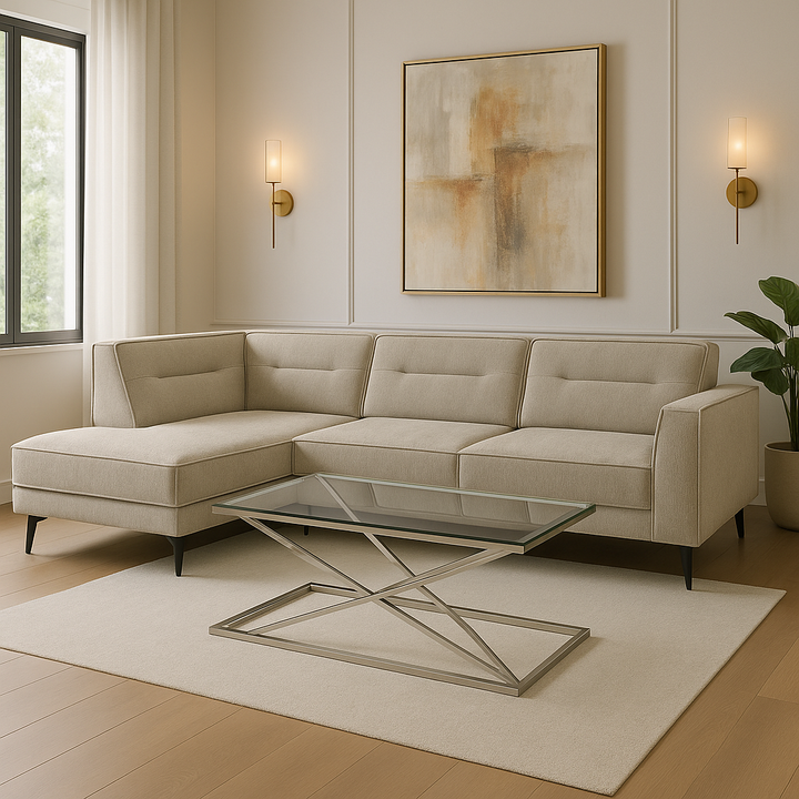 Canapé ERM-Sienna angle droit tissu beige