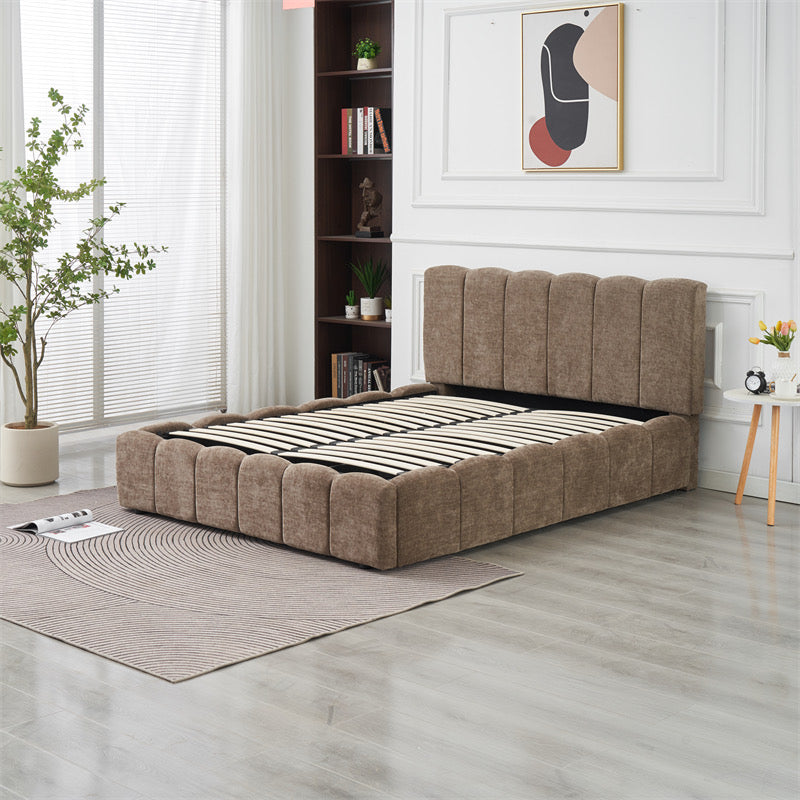 LIT DOUBLE COFFRE MOON CHENILLE MOKA