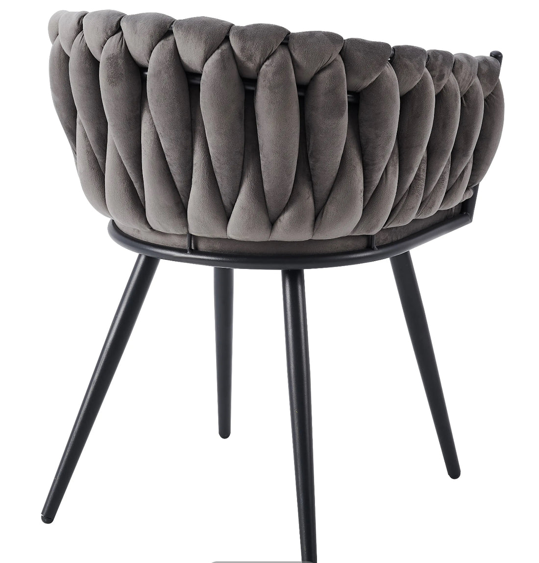 CHAISE ERM-AVEC ACCOUDOIR TRESSEE PIED METAL NOIR VELOURS ANTHRACITE