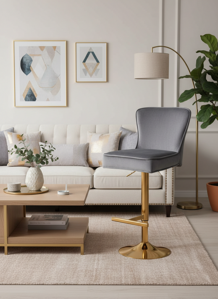 Lot de 2 tabourets de bar GABRIELLE Gold en velours