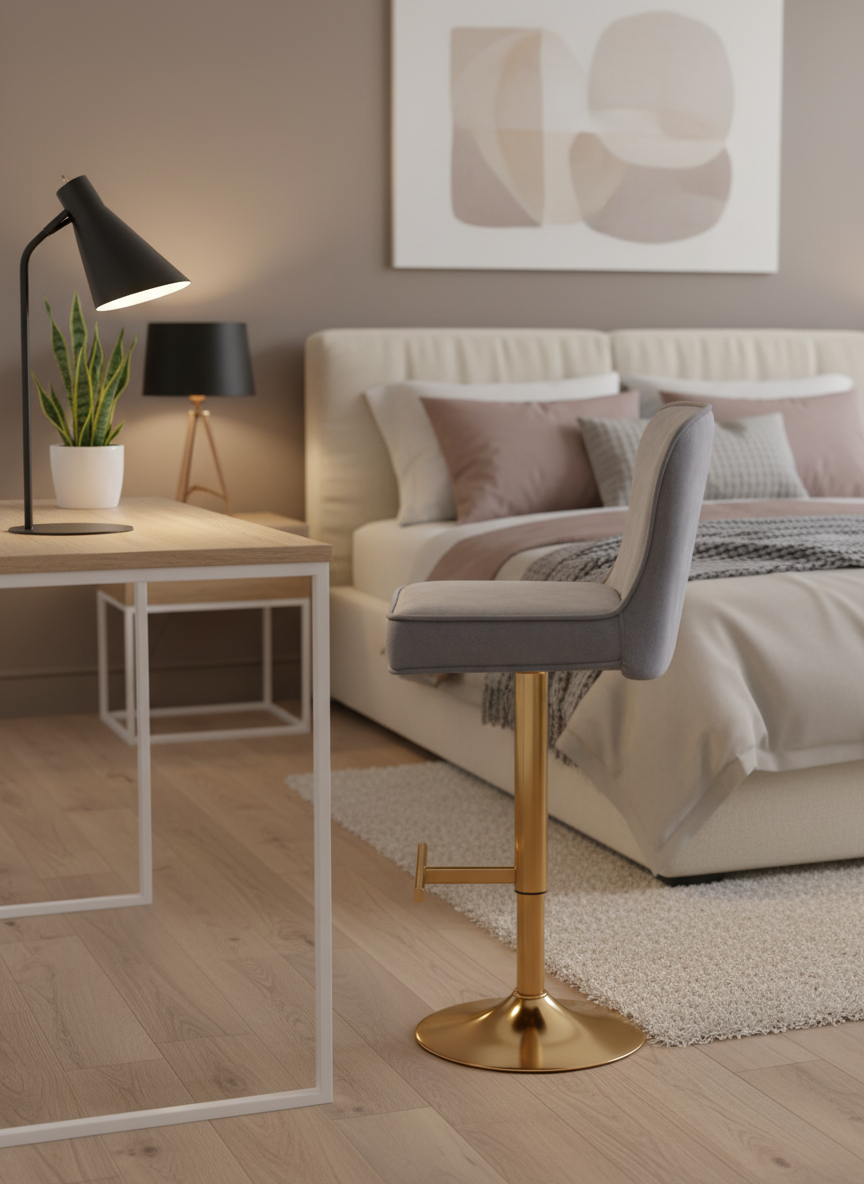 Lot de 2 tabourets de bar GABRIELLE Gold en velours