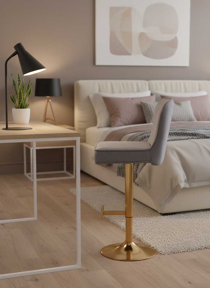 Lot de 2 tabourets de bar GABRIELLE Gold en velours