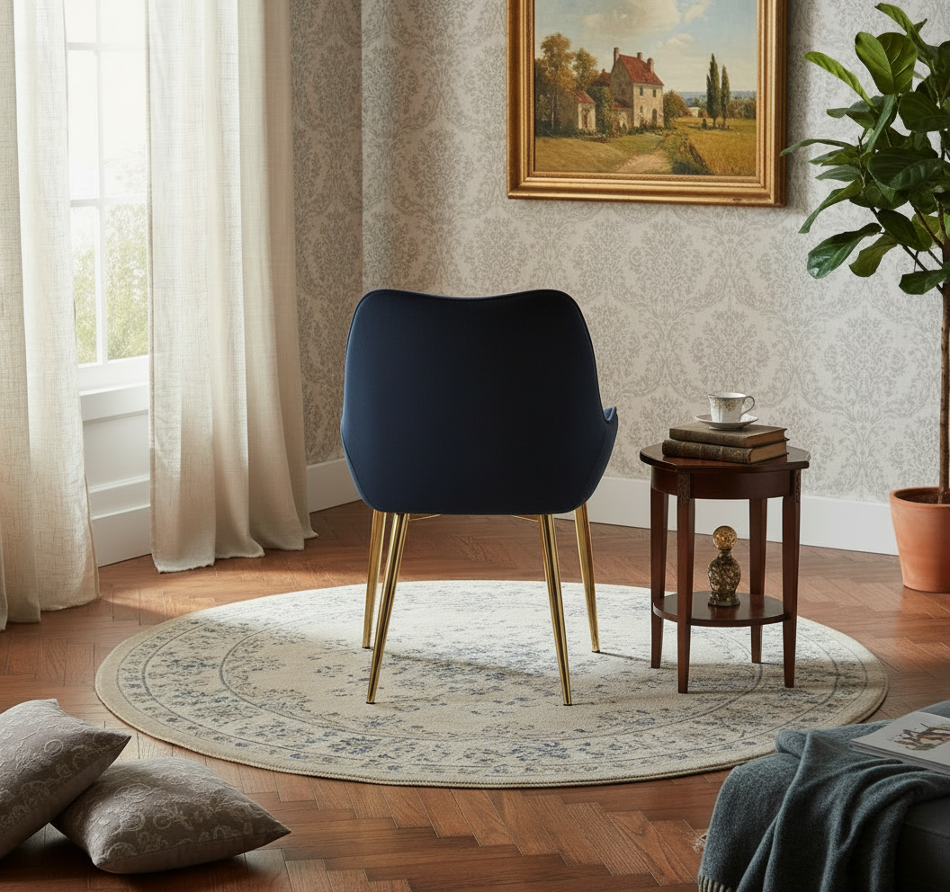 CHAISE ERM-LOHA PIED GOLD VELOURS NOIR