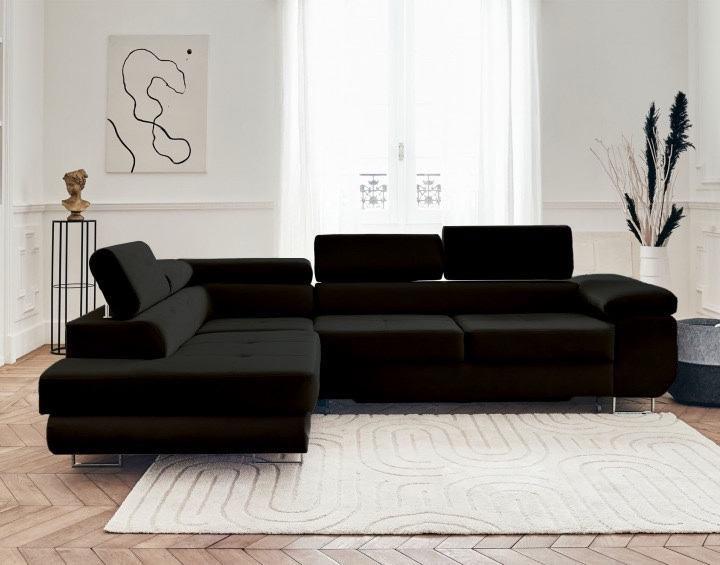 Canapé ERM-Toulouse angle droit convertible noir