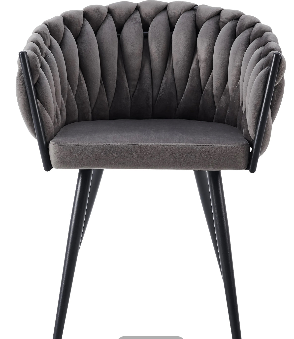CHAISE ERM-AVEC ACCOUDOIR TRESSEE PIED METAL NOIR VELOURS ANTHRACITE