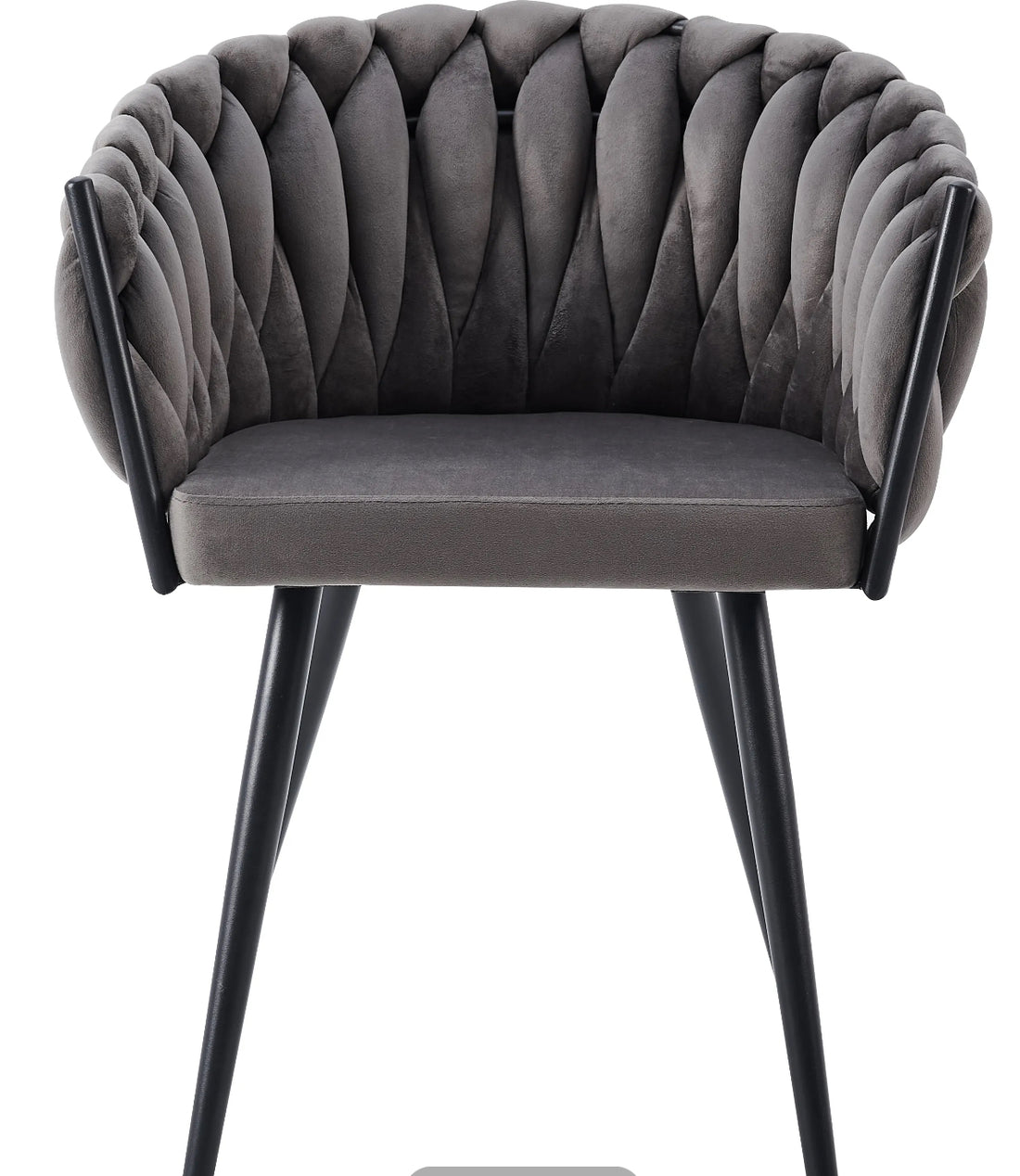 CHAISE ERM-AVEC ACCOUDOIR TRESSEE PIED METAL NOIR VELOURS ANTHRACITE