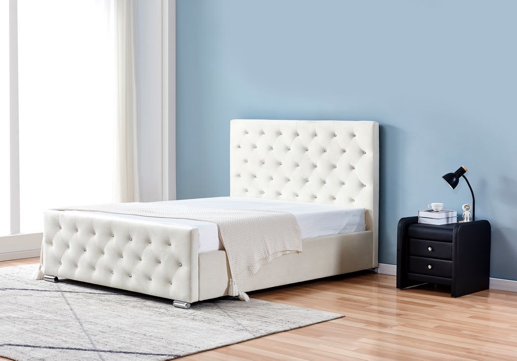 Lit 2 places 140x190 cm PRESTIGE velours  sommier inclus