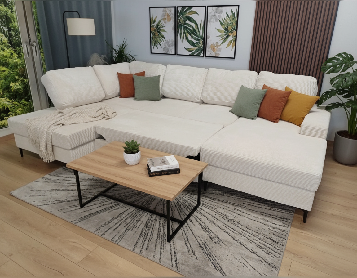 Canapé ERM-Vienna panoramique en U convertible avec deux coffres