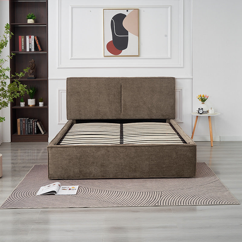 LIT DOUBLE COFFRE OLIVIA CHENILLE MOKA