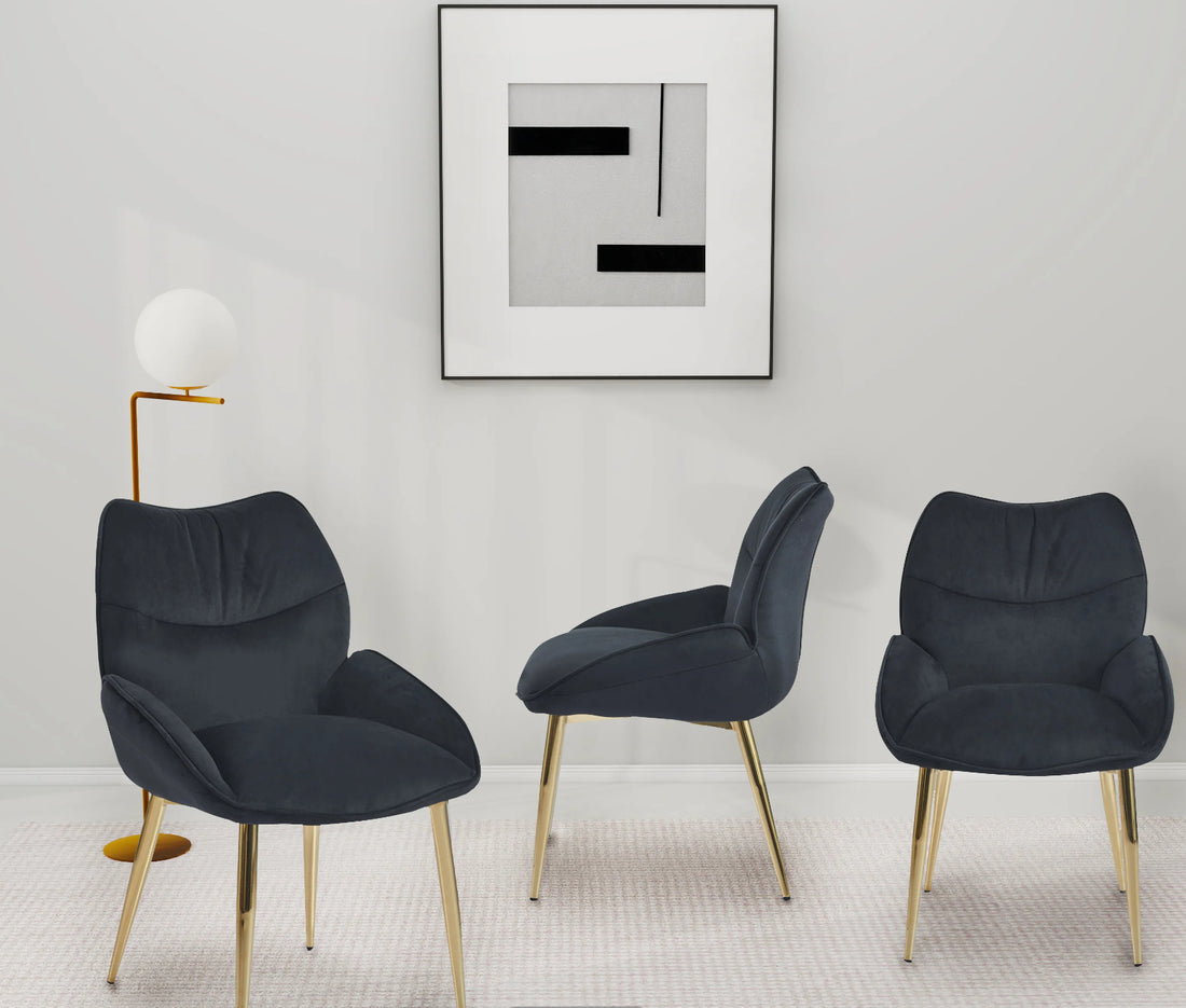 CHAISE ERM-LOHA PIED GOLD VELOURS NOIR