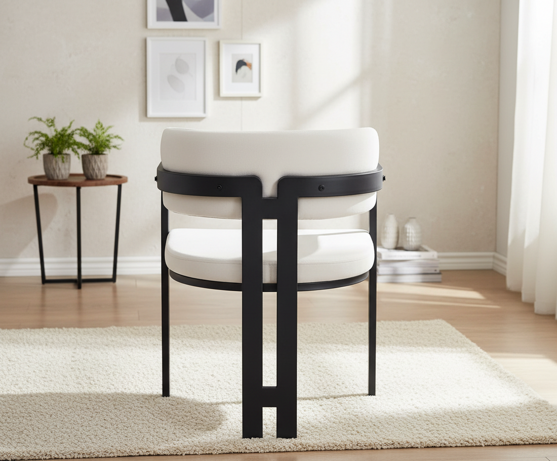 CHAISE ERM-MELLOW PIED METAL NOIR ASSISE VELOURS BEIGE