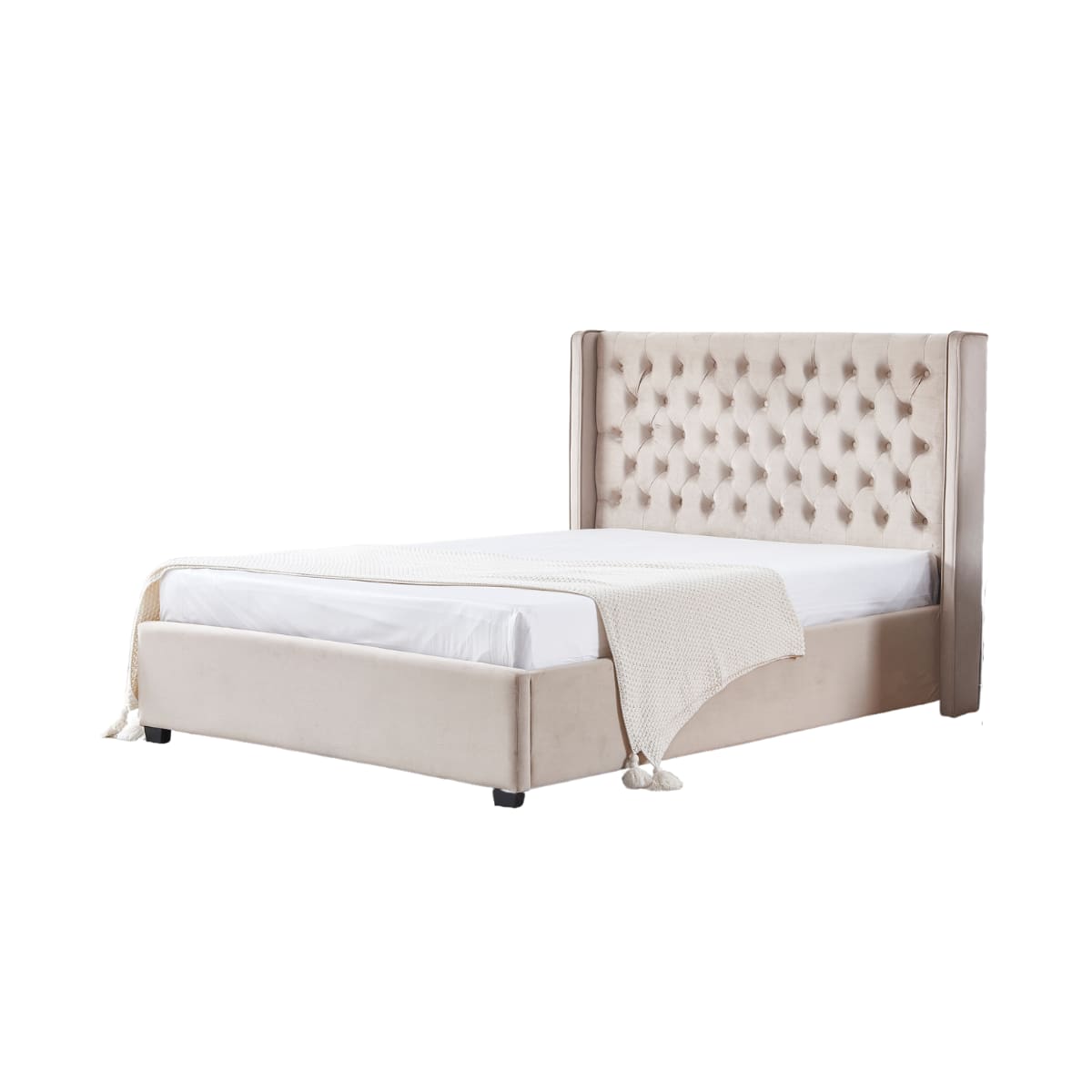 Lit capitonné 140x190 cm ERES en velours clouté sommier inclus