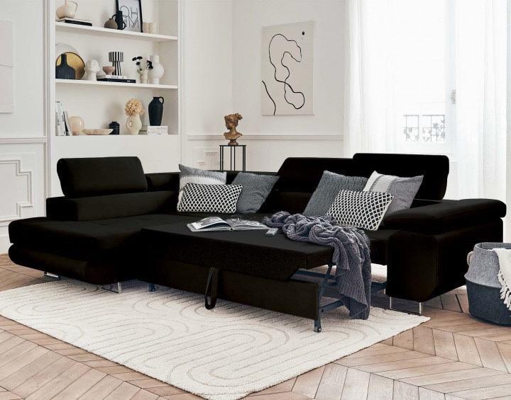 Canapé ERM-Toulouse angle droit convertible noir