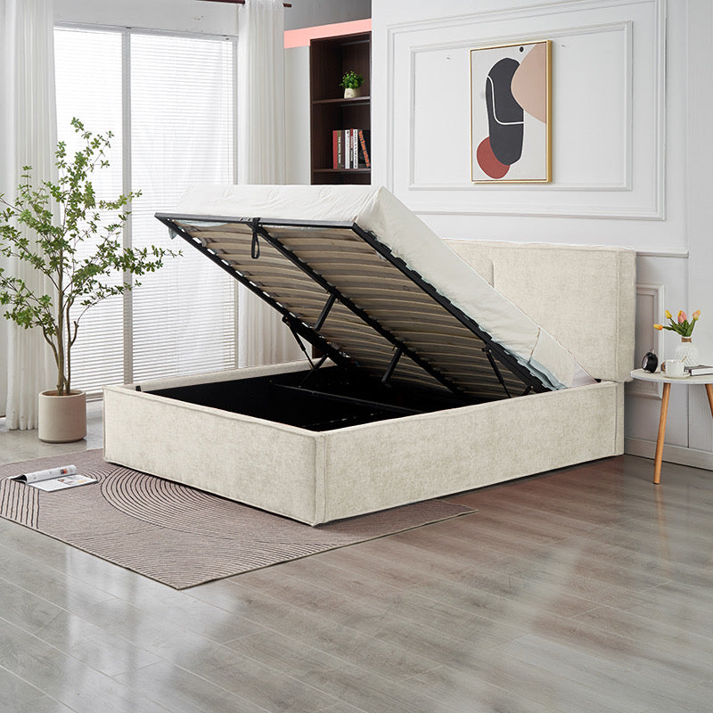LIT DOUBLE COFFRE OLIVIA CHENILLE BEIGE