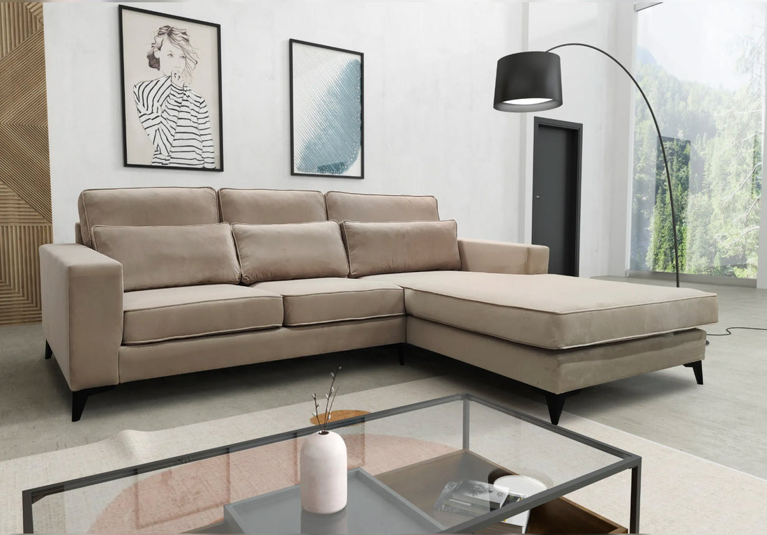 Canapé ERM-Madrid d’angle droit velours beige