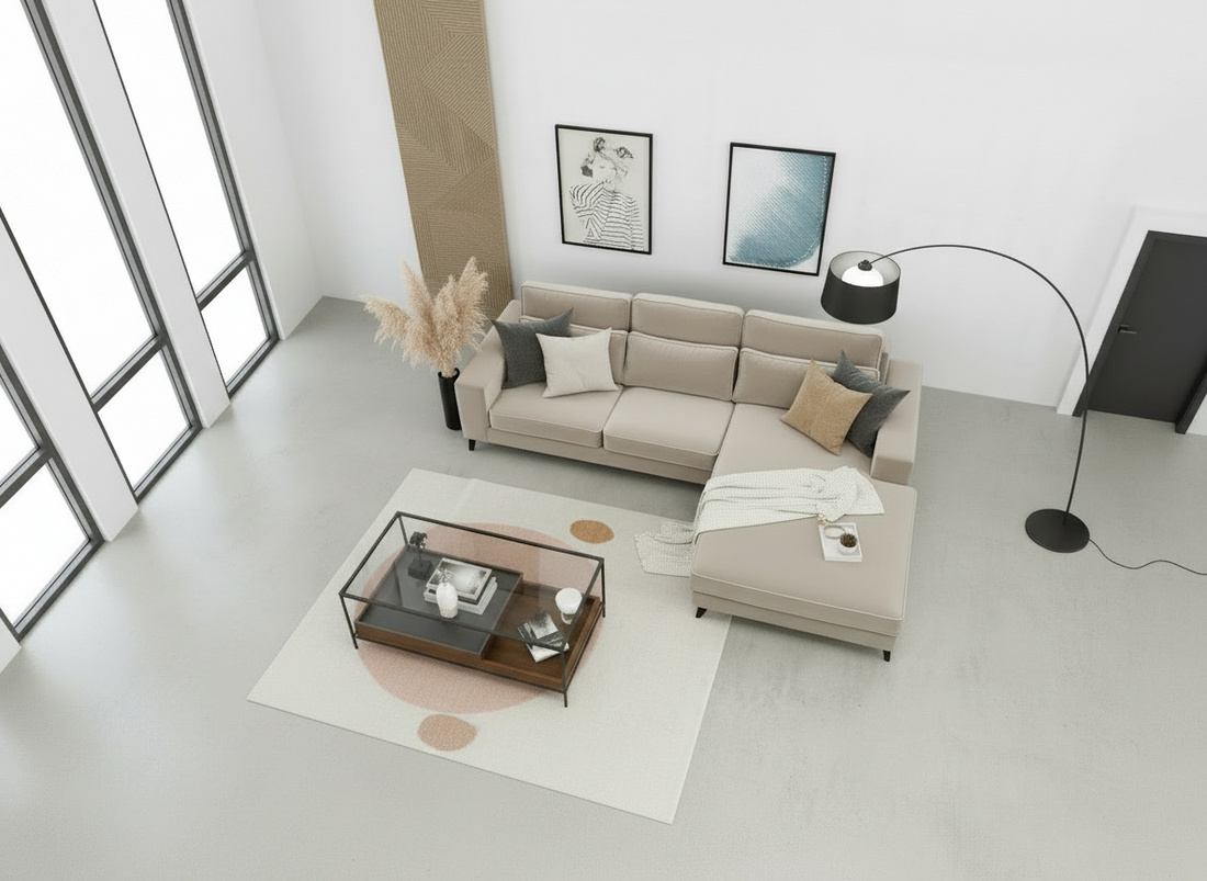 Canapé ERM-Madrid d’angle droit velours beige