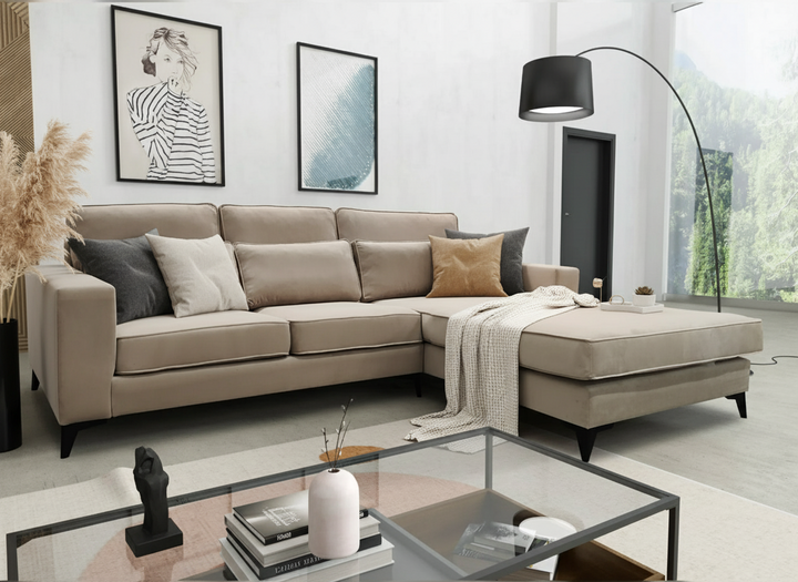 Canapé ERM-Madrid d’angle droit velours beige