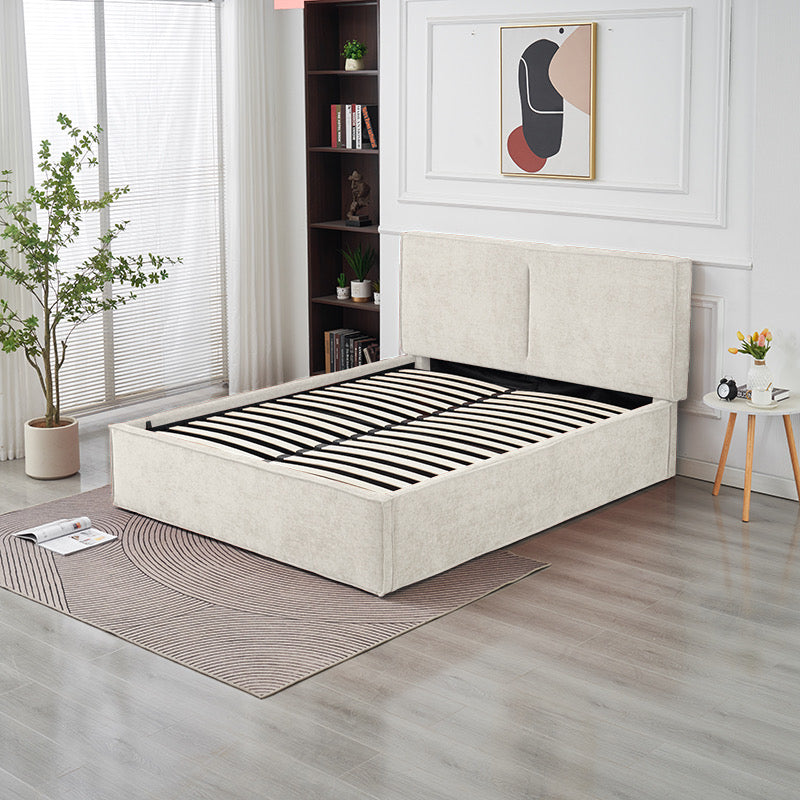 LIT DOUBLE COFFRE OLIVIA CHENILLE BEIGE