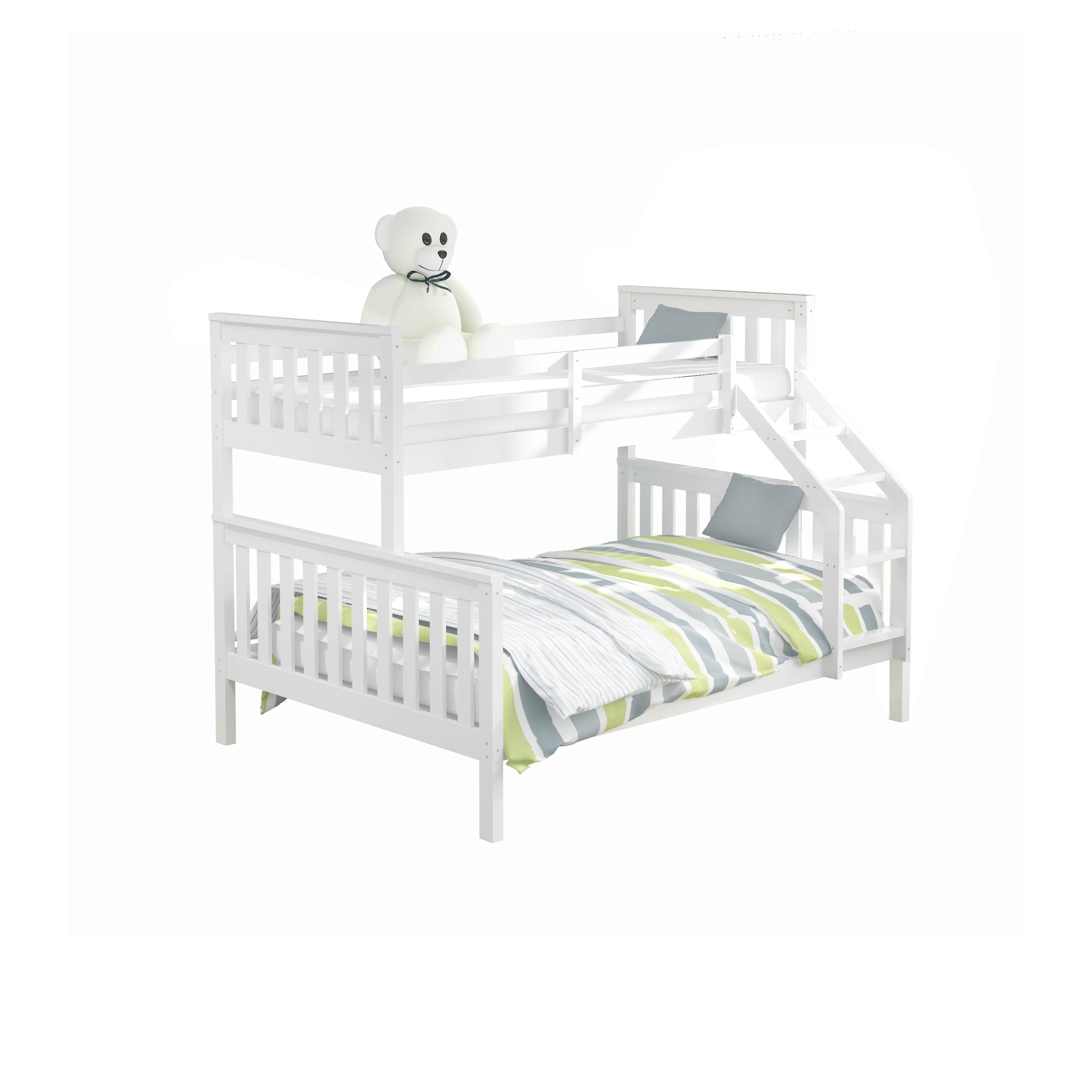 LIT BATNA EN BOIS BLANC 2+1 90X190cm + 140X190cm