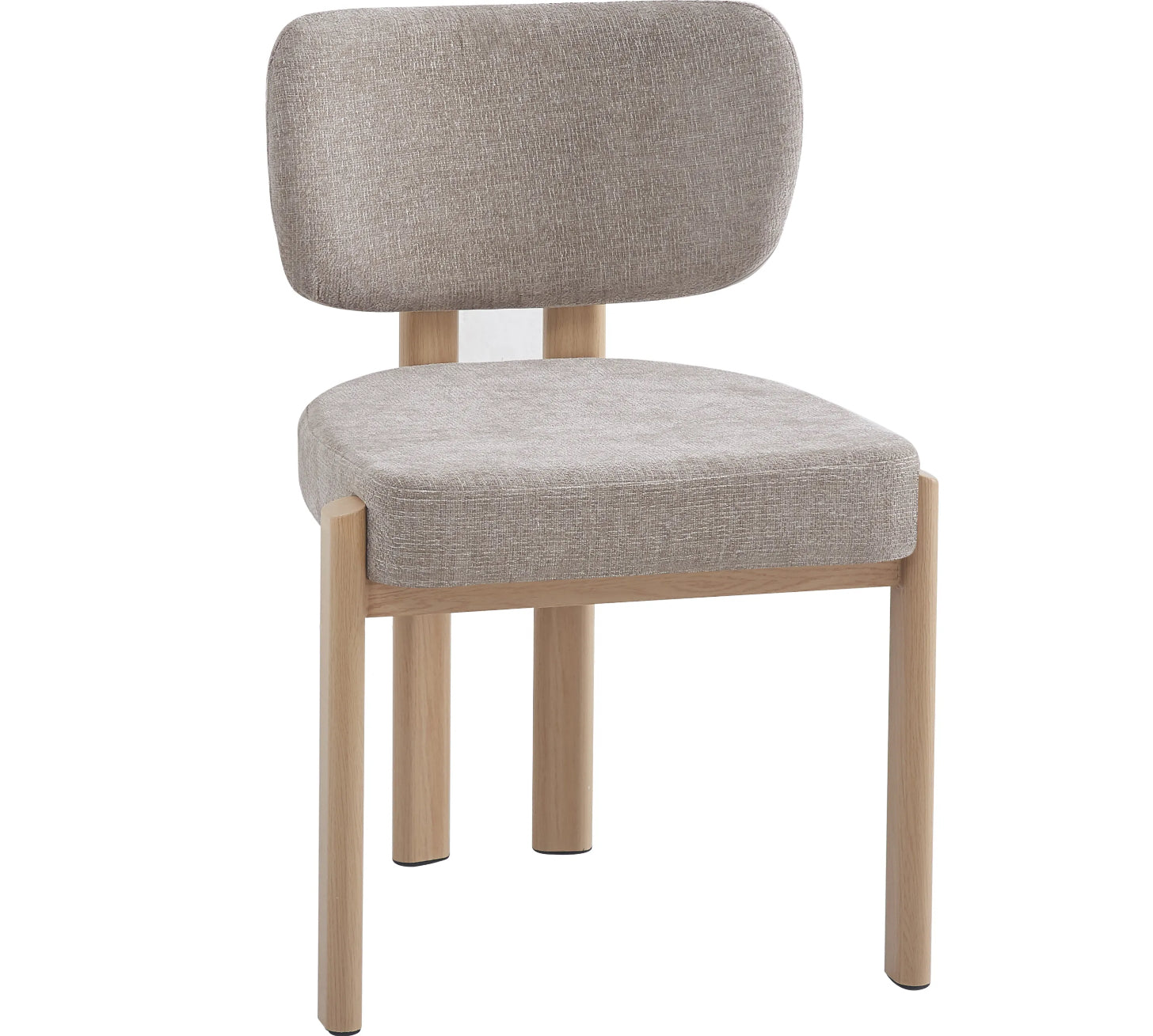 CHAISE ERM-BAGUETTE PIED EFFET BOIS TISSUS SERGE CHENILLE MOKA