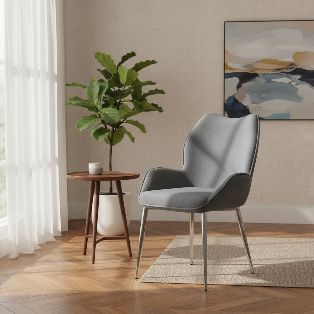 CHAISE ERM-LOHA PIED CHROME VELOURS ANTHRACITE