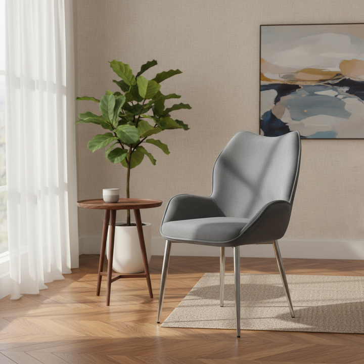 CHAISE ERM-LOHA PIED CHROME VELOURS ANTHRACITE