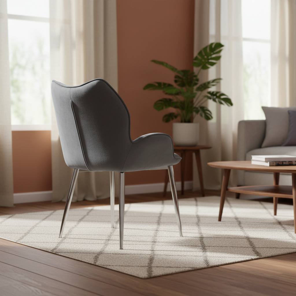 CHAISE ERM-LOHA PIED CHROME VELOURS ANTHRACITE