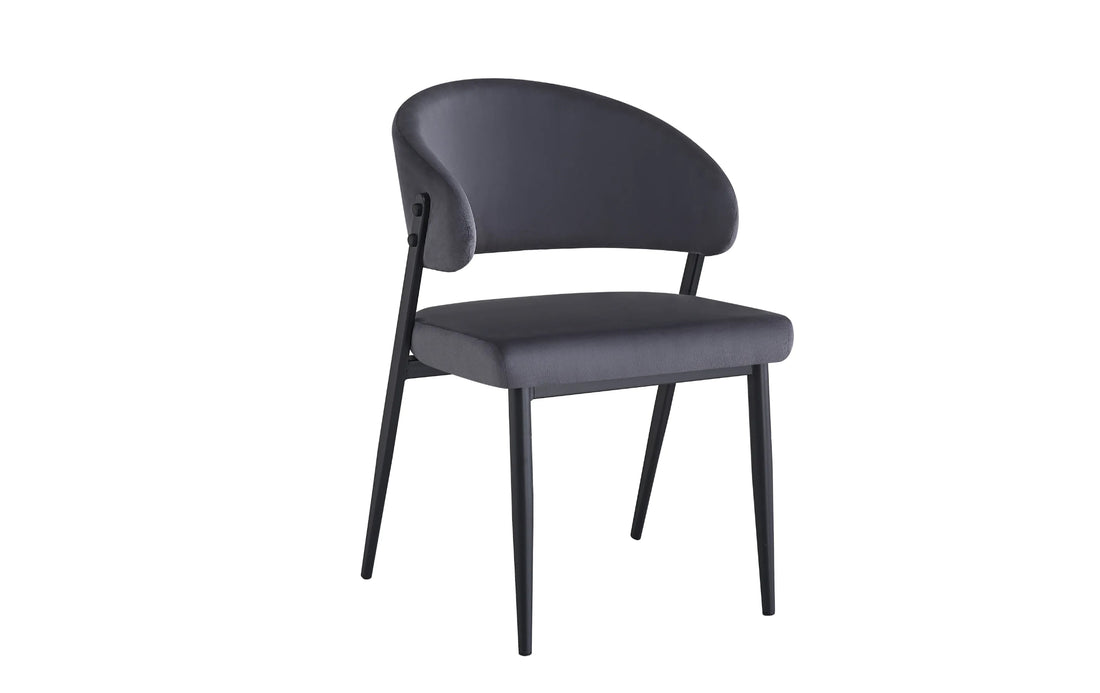 CHAISE ERM-LAMIA PIEDS METAL NOIR VELOURS ANTHRACITE