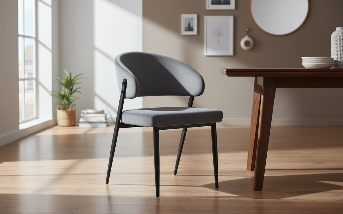 CHAISE ERM-LAMIA PIEDS METAL NOIR VELOURS ANTHRACITE