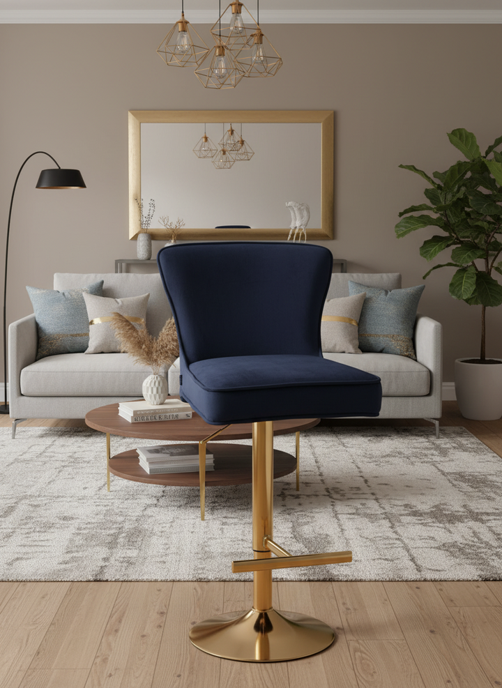 Lot de 2 tabourets de bar GABRIELLE Gold en velours