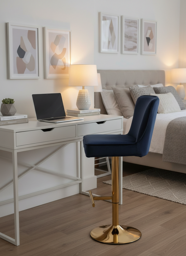 Lot de 2 tabourets de bar GABRIELLE Gold en velours