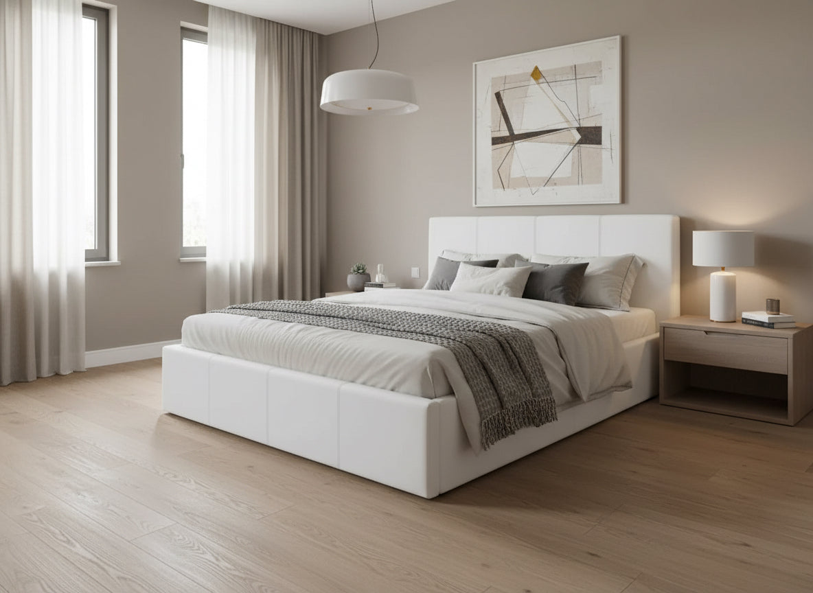 lit coffre Bastien simili cuir blanc-ERM